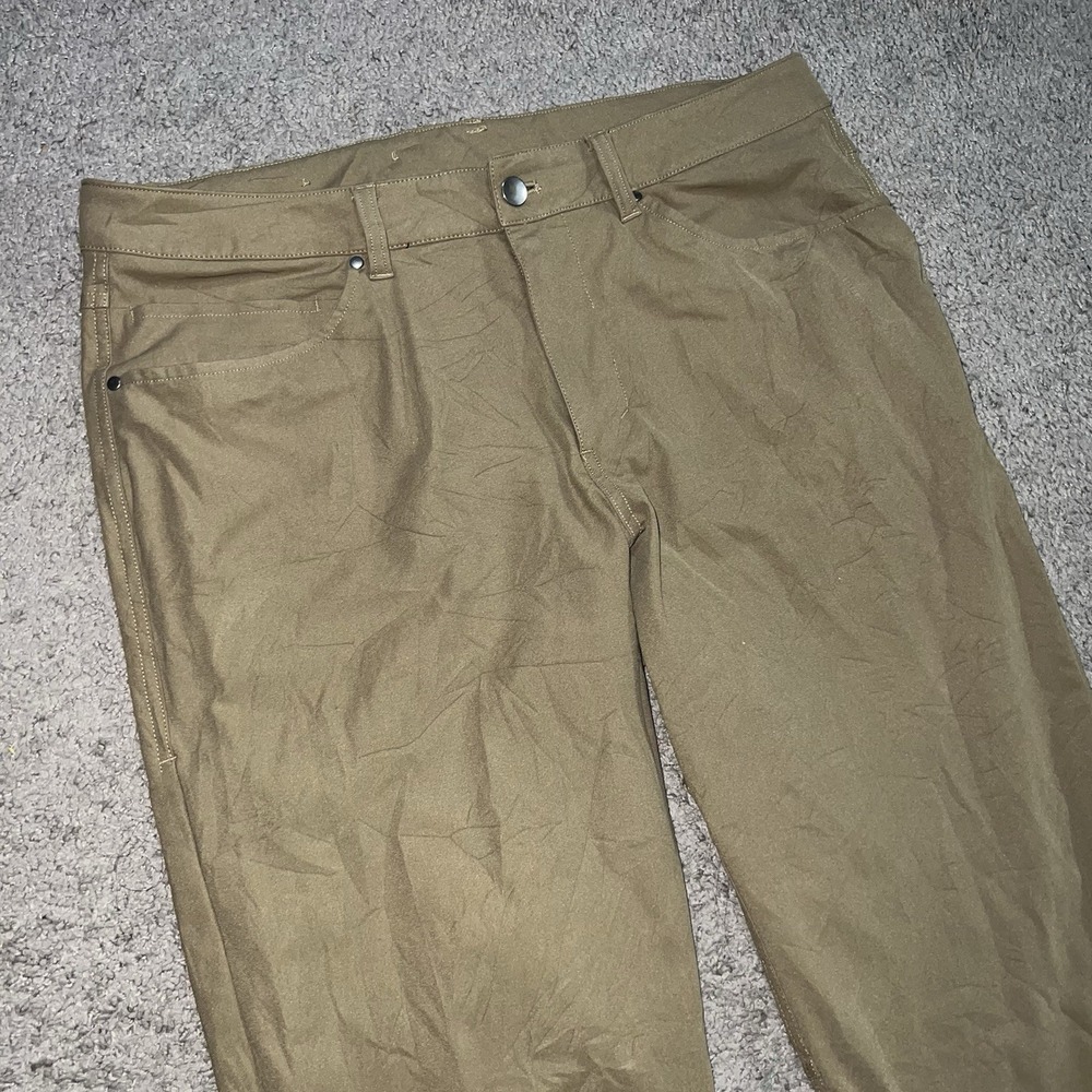 Lululemon Pants Mens 34x30 Brown ABC Classic Fit Warpstreme Stretch Logo LM5ADES